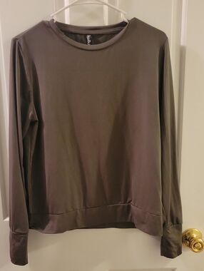 Lukka Lux Olive Green Long Sleeve Crew Neck Top